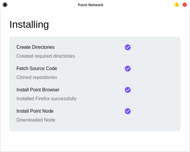 Installing components Point Installer